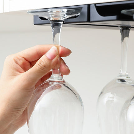 2 PCS Living Room Kitchen Free Punch Goblet Wine Glass Hanging Rack, Black, White - DealBuddy