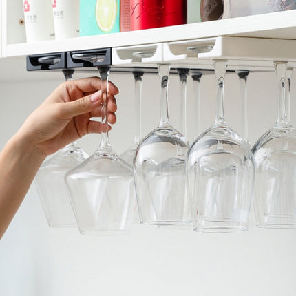 2 PCS Living Room Kitchen Free Punch Goblet Wine Glass Hanging Rack, Black, White - DealBuddy