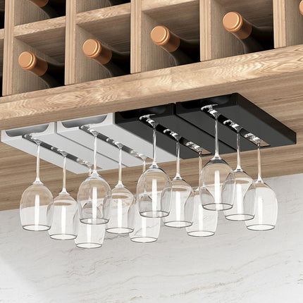 2 PCS Living Room Kitchen Free Punch Goblet Wine Glass Hanging Rack, Black, White - DealBuddy