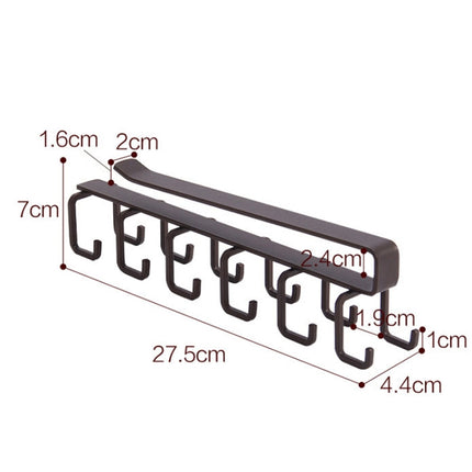 Hole-free Hanging Cup Holder Clip-type Double-row  Hook Frame