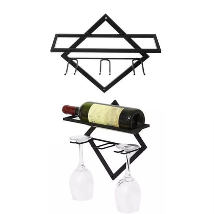 Wall Mounted Wine Rack Kitchen Dining Room Hanging Wine Glass Wine Bottle Rack - DealBuddy