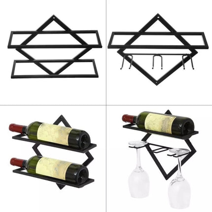 Wall Mounted Wine Rack Kitchen Dining Room Hanging Wine Glass Wine Bottle Rack - DealBuddy
