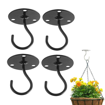4 PCS Iron Ceiling Hook Balcony Flower Basket Hook Wall Clothes Hook