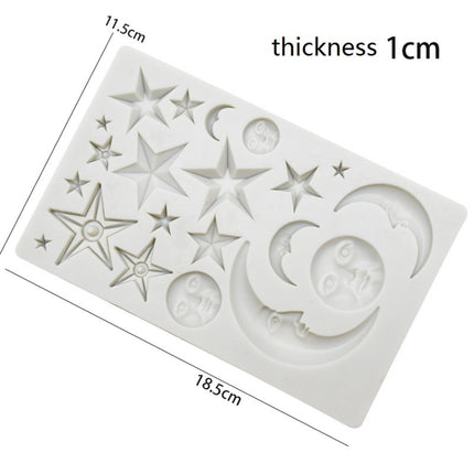 Star Moon Face Chocolate Clay DIY Silicone Mold