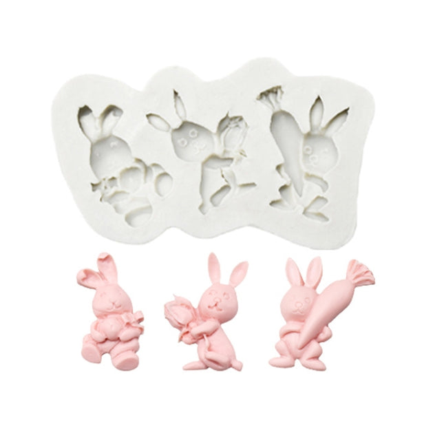 2 PCS Easter Bunny Egg Chocolate Baking Clay Silicone Mold