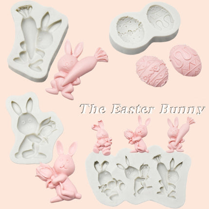 2 PCS Easter Bunny Egg Chocolate Baking Clay Silicone Mold