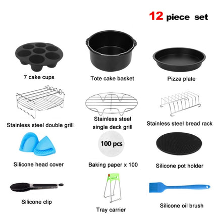 12 PCS/Set 7 Inch Air Fryer Baking Accessories Stainless Steel Set, 12 PCS/Set - DealBuddy