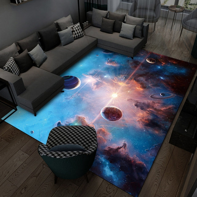 3D Visual Cartoon Cosmic Planet Living Room Carpet