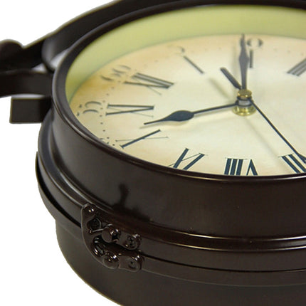 Iron Retro Home Wall Clock Double Side Hanging Clock