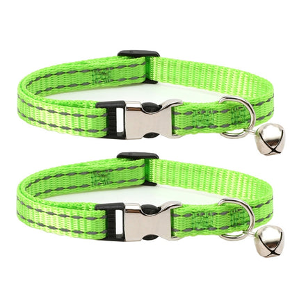 2 PCS Night Reflective Nylon Cat Collar With Bell, No Carving Purple, No Carving Grass Green, No Carving Black, No Carving Rose Red, No Carving Green, No Carving Sky Blue - DealBuddy