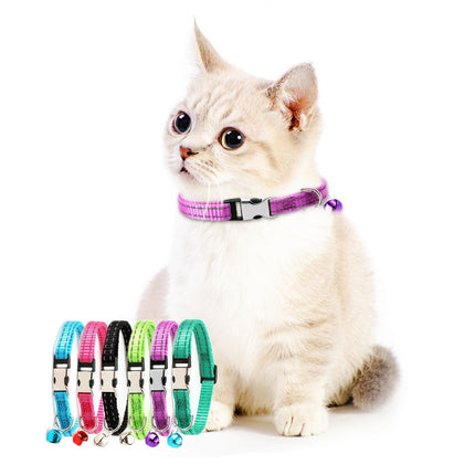 2 PCS Night Reflective Nylon Cat Collar With Bell, No Carving Purple, No Carving Grass Green, No Carving Black, No Carving Rose Red, No Carving Green, No Carving Sky Blue - DealBuddy