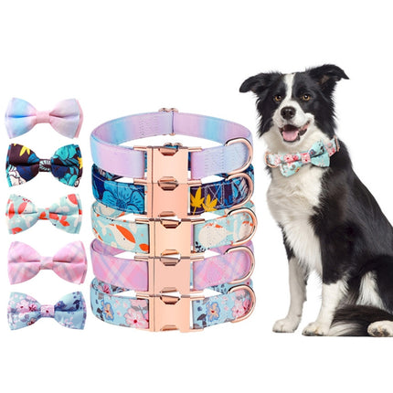 Rose Gold Buckle Pet Detachable Bow Collar, Size:, S 1.5x28-40cm, M 2.0x33-50cm, L 2.5x38-60cm, XL 2.5x43-70cm - DealBuddy