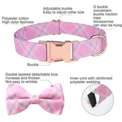 Rose Gold Buckle Pet Detachable Bow Collar, Size:, S 1.5x28-40cm, M 2.0x33-50cm, L 2.5x38-60cm, XL 2.5x43-70cm - DealBuddy