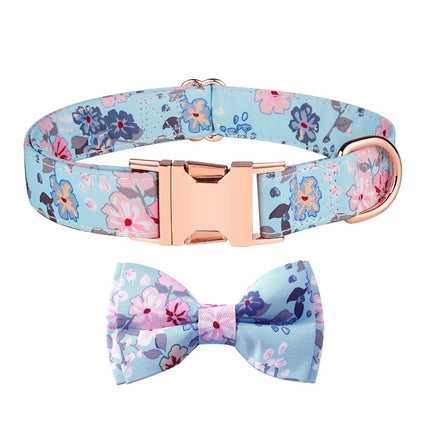 Rose Gold Buckle Pet Detachable Bow Collar, Size:, S 1.5x28-40cm, M 2.0x33-50cm, L 2.5x38-60cm, XL 2.5x43-70cm - DealBuddy