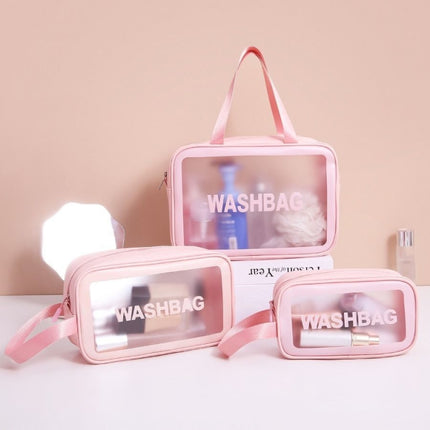 2 PCS Frosted Translucent Waterproof Storage Bag Cosmetic Bag Swimming Bag Wash Bag