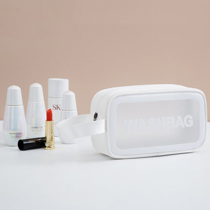 2 PCS Frosted Translucent Waterproof Storage Bag Cosmetic Bag Swimming Bag Wash Bag