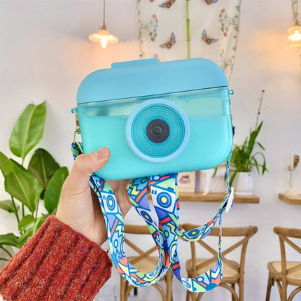 Camera Plastic Cup Children Straw Juice Cup Travel Leisure Water Cup, Pink, Blue, Purple, Yellow - DealBuddy