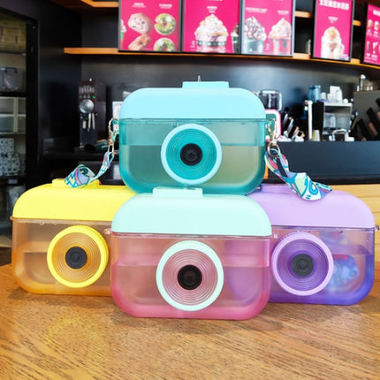 Camera Plastic Cup Children Straw Juice Cup Travel Leisure Water Cup, Pink, Blue, Purple, Yellow - DealBuddy