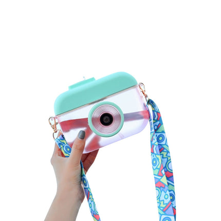 Camera Plastic Cup Children Straw Juice Cup Travel Leisure Water Cup, Pink, Blue, Purple, Yellow - DealBuddy