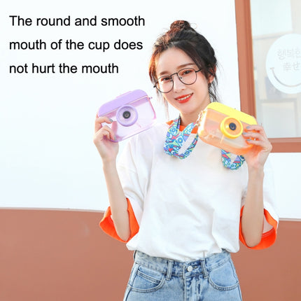 Camera Plastic Cup Children Straw Juice Cup Travel Leisure Water Cup, Pink, Blue, Purple, Yellow - DealBuddy