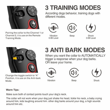 Remote Control Trainer Dog Collar Automatic Barking Stopper, 1 Drag 1 Red, 1 Drag 1 Black, 1 Drag 1 Orange, 1 Drag 2 Red+Orange - DealBuddy