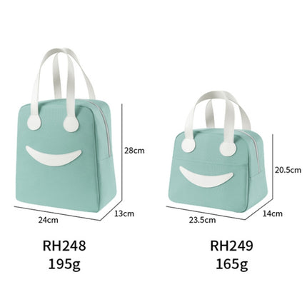 Smile Lunch Bag with Leather Handles, Size: S (Green), S (Green), S (Pink), S (Gray), S (Navy Blue), S (Yellow), L (Green), L (Pink), L (Gray), L (Navy Blue), L (Yellow) - DealBuddy