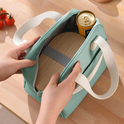 Smile Lunch Bag with Leather Handles, Size: S (Green), S (Green), S (Pink), S (Gray), S (Navy Blue), S (Yellow), L (Green), L (Pink), L (Gray), L (Navy Blue), L (Yellow) - DealBuddy