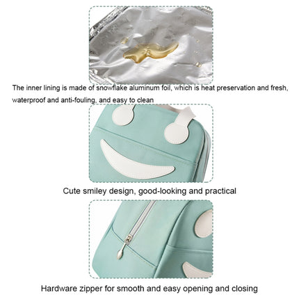 Smile Lunch Bag with Leather Handles, Size: S (Green), S (Green), S (Pink), S (Gray), S (Navy Blue), S (Yellow), L (Green), L (Pink), L (Gray), L (Navy Blue), L (Yellow) - DealBuddy