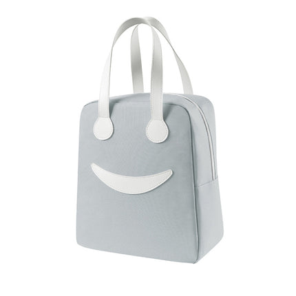 Smile Lunch Bag with Leather Handles, Size: S (Green), S (Green), S (Pink), S (Gray), S (Navy Blue), S (Yellow), L (Green), L (Pink), L (Gray), L (Navy Blue), L (Yellow) - DealBuddy