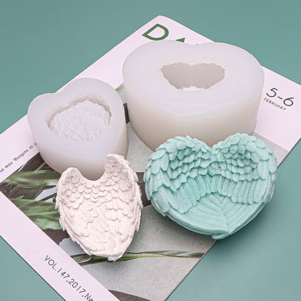 Heart Shaped Angel Wings Silicone Mold Baking Ice Cream Candle Aromatherapy Mold, L, S - DealBuddy