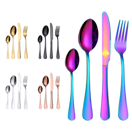 4PCS/Set Stainless Steel Western Steak Fork Spoon Knife Set, True Color, Golden, Rose Gold, Colorful, Black - DealBuddy