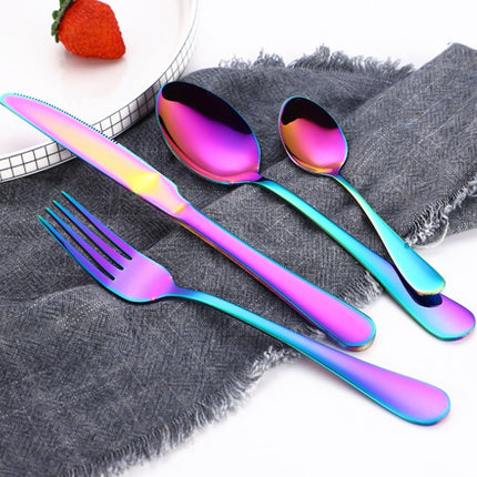 4PCS/Set Stainless Steel Western Steak Fork Spoon Knife Set, True Color, Golden, Rose Gold, Colorful, Black - DealBuddy