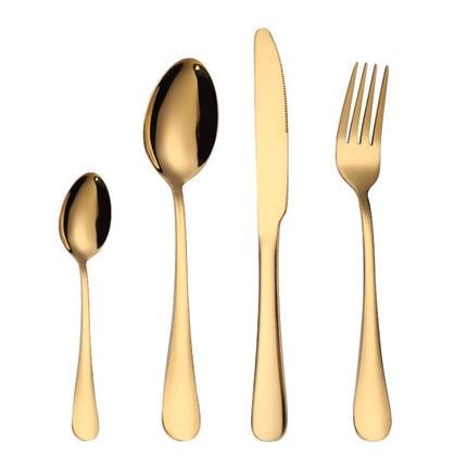 4PCS/Set Stainless Steel Western Steak Fork Spoon Knife Set, True Color, Golden, Rose Gold, Colorful, Black - DealBuddy
