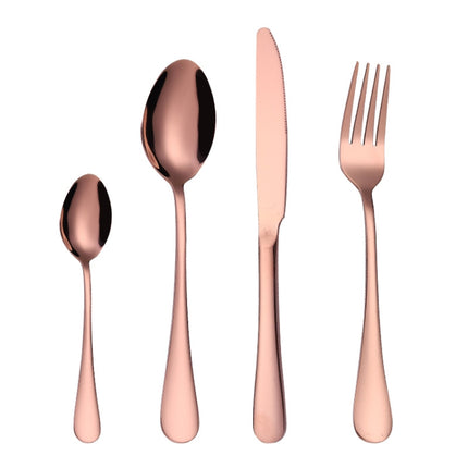 4PCS/Set Stainless Steel Western Steak Fork Spoon Knife Set, True Color, Golden, Rose Gold, Colorful, Black - DealBuddy