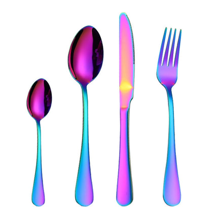 4PCS/Set Stainless Steel Western Steak Fork Spoon Knife Set, True Color, Golden, Rose Gold, Colorful, Black - DealBuddy