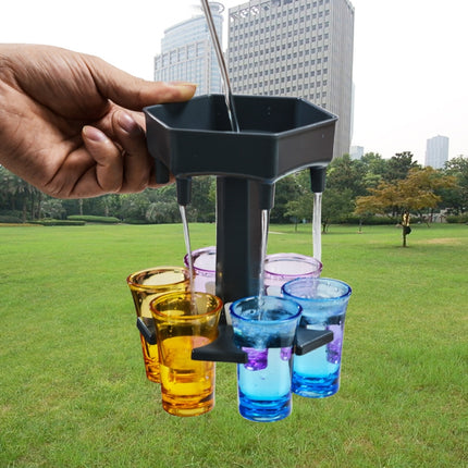 Bar Party 6 Cups Hexagon Wine Dispenser Wine Pourer, Gray+6 Transparent Cups, Blue+6 Transparent Cups, Gray+6 Colorful Cups, Blue+6 Colorful Cups - DealBuddy