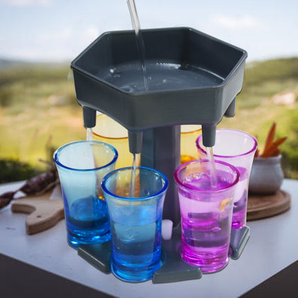 Bar Party 6 Cups Hexagon Wine Dispenser Wine Pourer, Gray+6 Transparent Cups, Blue+6 Transparent Cups, Gray+6 Colorful Cups, Blue+6 Colorful Cups - DealBuddy
