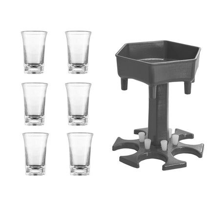 Bar Party 6 Cups Hexagon Wine Dispenser Wine Pourer, Gray+6 Transparent Cups, Blue+6 Transparent Cups, Gray+6 Colorful Cups, Blue+6 Colorful Cups - DealBuddy