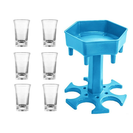 Bar Party 6 Cups Hexagon Wine Dispenser Wine Pourer, Gray+6 Transparent Cups, Blue+6 Transparent Cups, Gray+6 Colorful Cups, Blue+6 Colorful Cups - DealBuddy