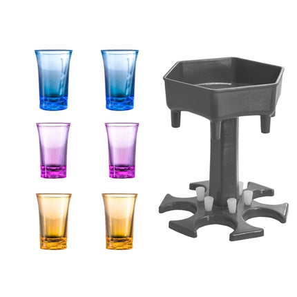 Bar Party 6 Cups Hexagon Wine Dispenser Wine Pourer, Gray+6 Transparent Cups, Blue+6 Transparent Cups, Gray+6 Colorful Cups, Blue+6 Colorful Cups - DealBuddy