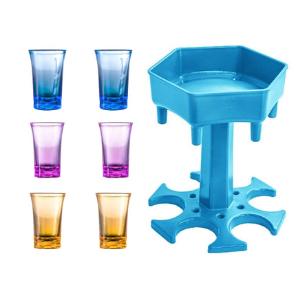 Bar Party 6 Cups Hexagon Wine Dispenser Wine Pourer, Gray+6 Transparent Cups, Blue+6 Transparent Cups, Gray+6 Colorful Cups, Blue+6 Colorful Cups - DealBuddy