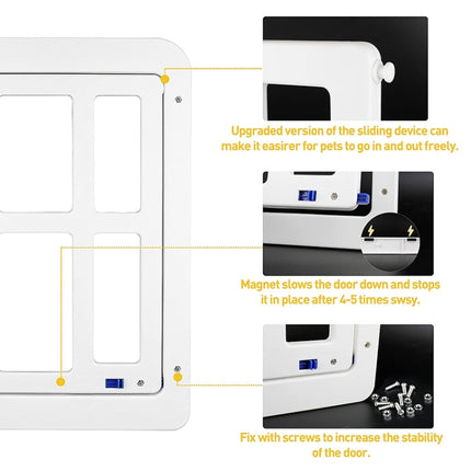 Pet Plaid Door For Screen Window Door Hole With Automatic Closure Lockable, 34cmx 44cm White - DealBuddy