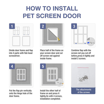 Pet Plaid Door For Screen Window Door Hole With Automatic Closure Lockable, 34cmx 44cm White - DealBuddy