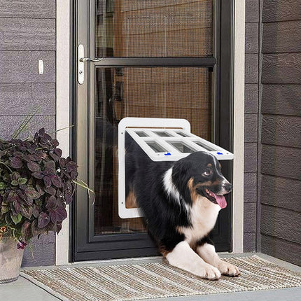 Pet Plaid Door For Screen Window Door Hole With Automatic Closure Lockable, 34cmx 44cm White - DealBuddy