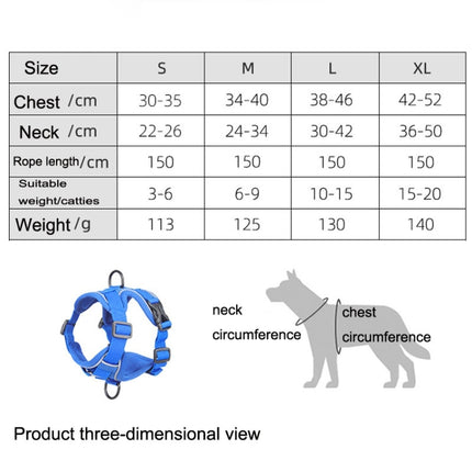 HT-864 Pet Traction Rope Reflective Breathable Dog Chest Strap Vest, Size:, S, M, L, XL - DealBuddy