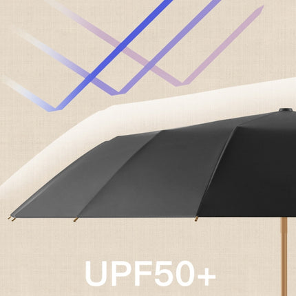 Retro Tri-Fold Wooden Handle 16-Bone Folding Sunscreen Parasol