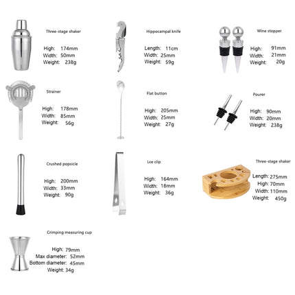 BY-F12 Semicircle Wooden Base Bar Shaker Set, Spec:, 350ml, 550ml, 700ml, 750ml - DealBuddy