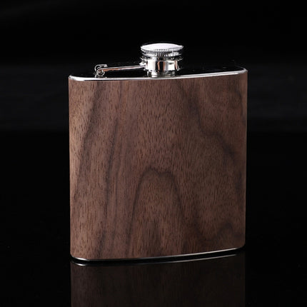 6oz Wood Leather Hip Flask Stainless Steel Whiskey Wine Alcohol Flagon, Style 1, Style 2, Style 3, Style 4, Style 5 - DealBuddy