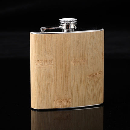 6oz Wood Leather Hip Flask Stainless Steel Whiskey Wine Alcohol Flagon, Style 1, Style 2, Style 3, Style 4, Style 5 - DealBuddy