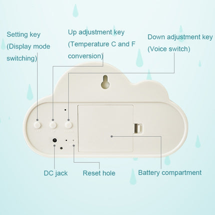 1966 Cute Cloud Shape Voice-activated LED Bedside Alarm Clock